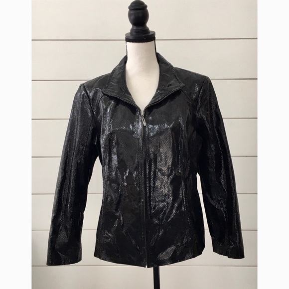 Vintage 90s Snakeskin Leather Jacket - Picture 2 of 6